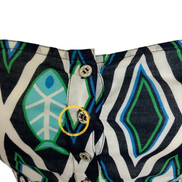 Tory Burch Sundress 6 Blue Fish Design Midi - Picture 5 of 12